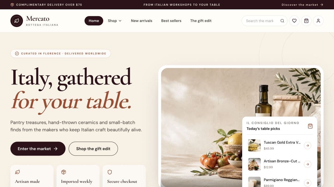 Mercato project interface